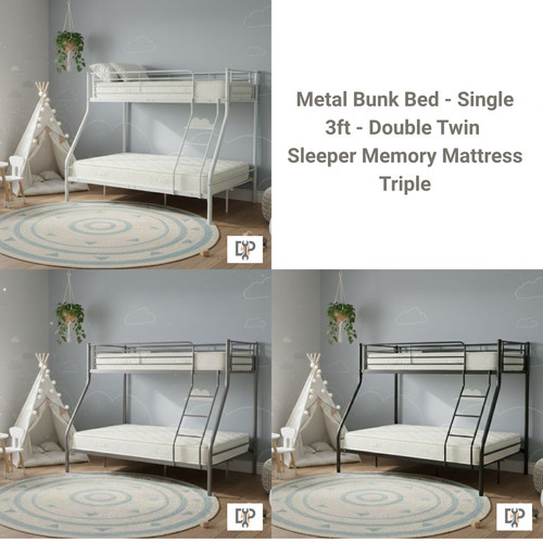 Metal triple bunk - bunk, single